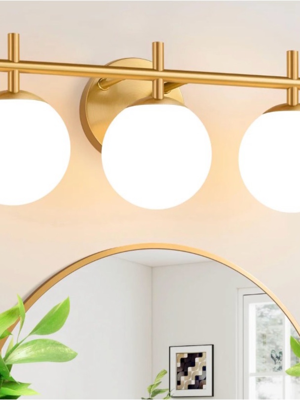 3-Light Bathroom Light Fixtures, Brushed Gold Vanity Lights for Bathroom